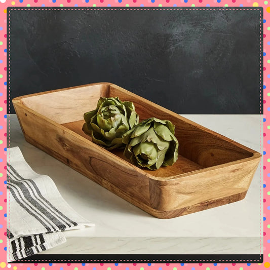 Natural Finish Acacia Wood Oval Bowlkl