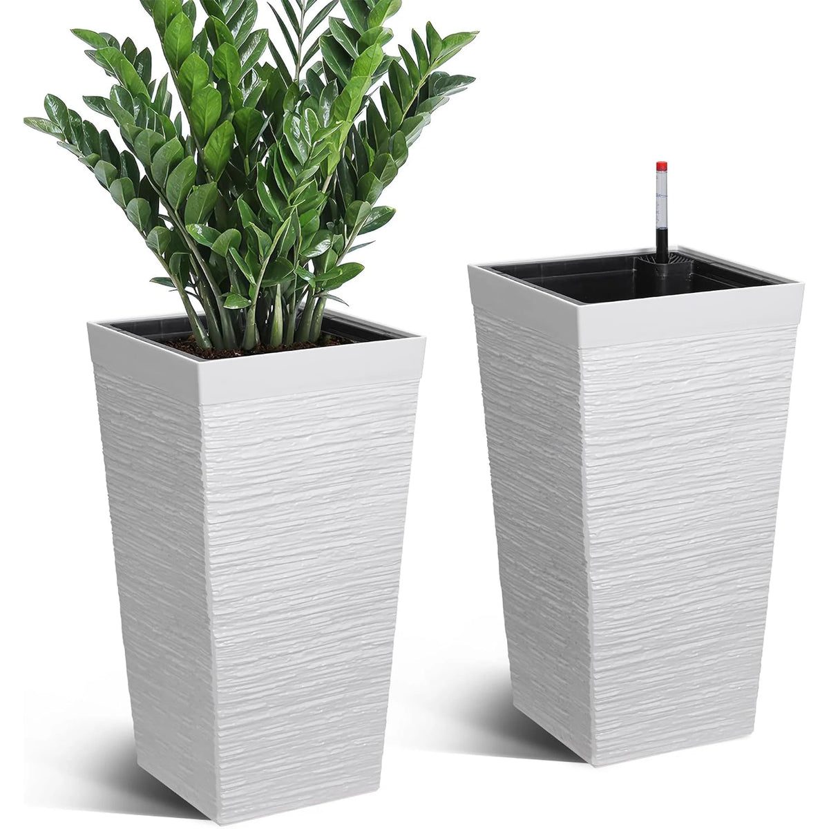 22.5'' Tall Planters Set Of 2, Self Watering Outdoor Indoor Planter Pots