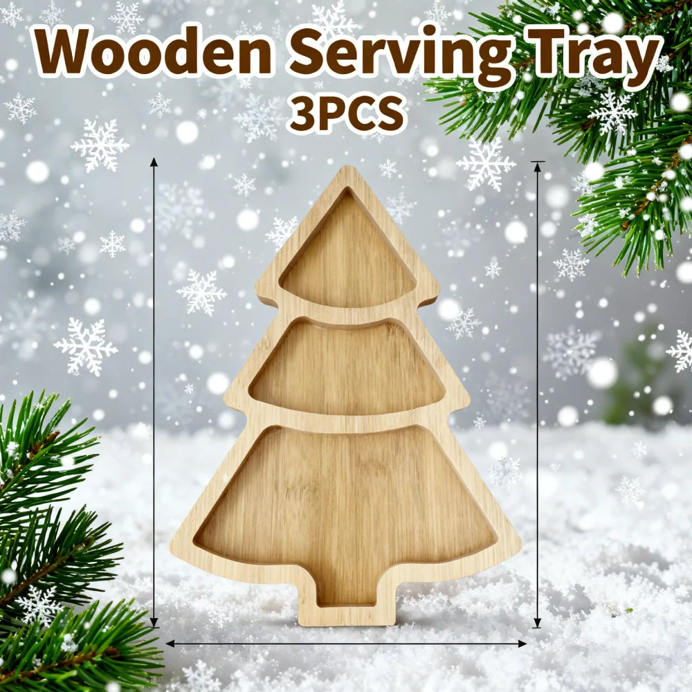 Wooden Snack Dish Wood Tray Christmas Tree