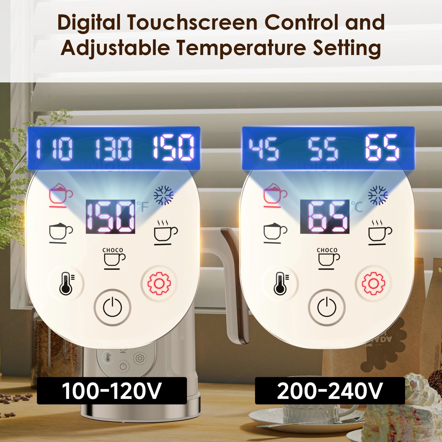 BioloMix 5-in-1 Milk Frother with Upgraded LED Display Touch Screen