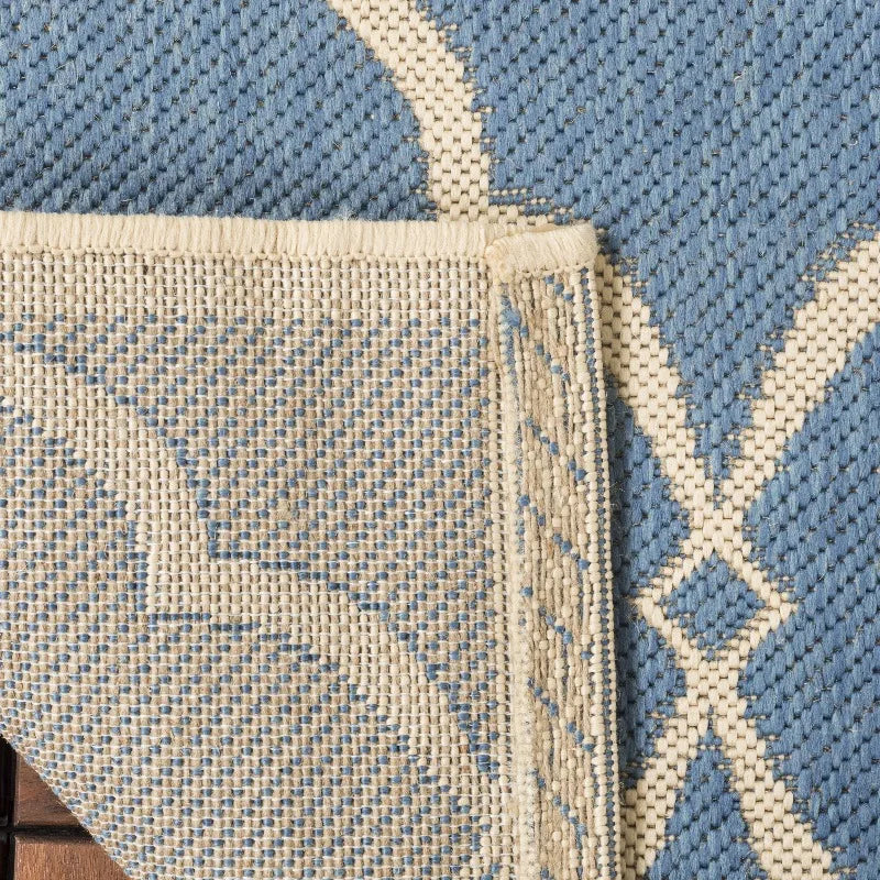 Geometric Indoor/Outdoor Area Rug, Blue/Creme, 2'2" x 4'