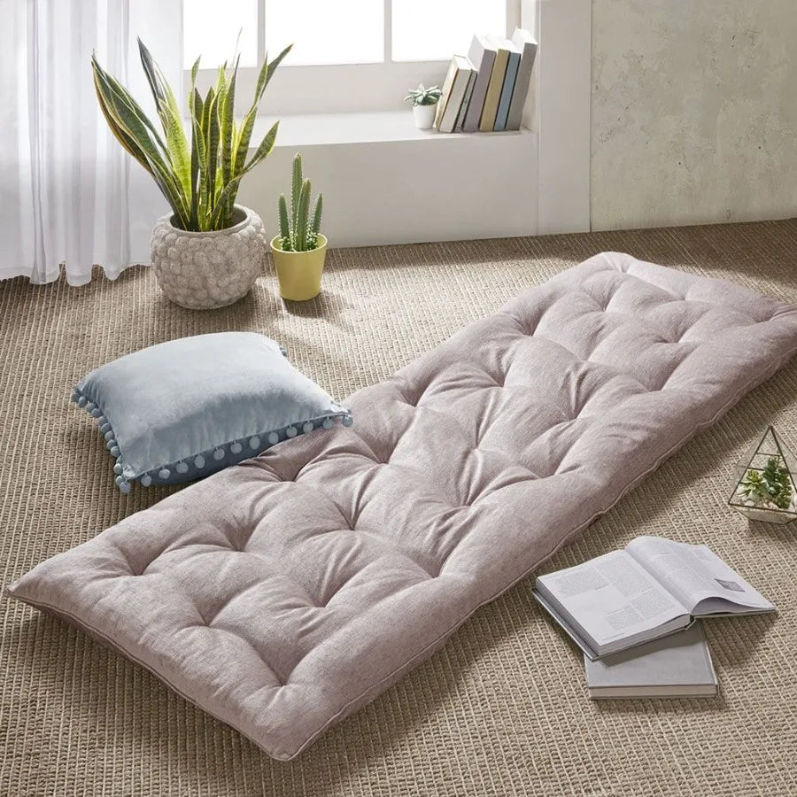 Poly Chenille Lounge Floor Pillow Cushion Blush 27 x 74