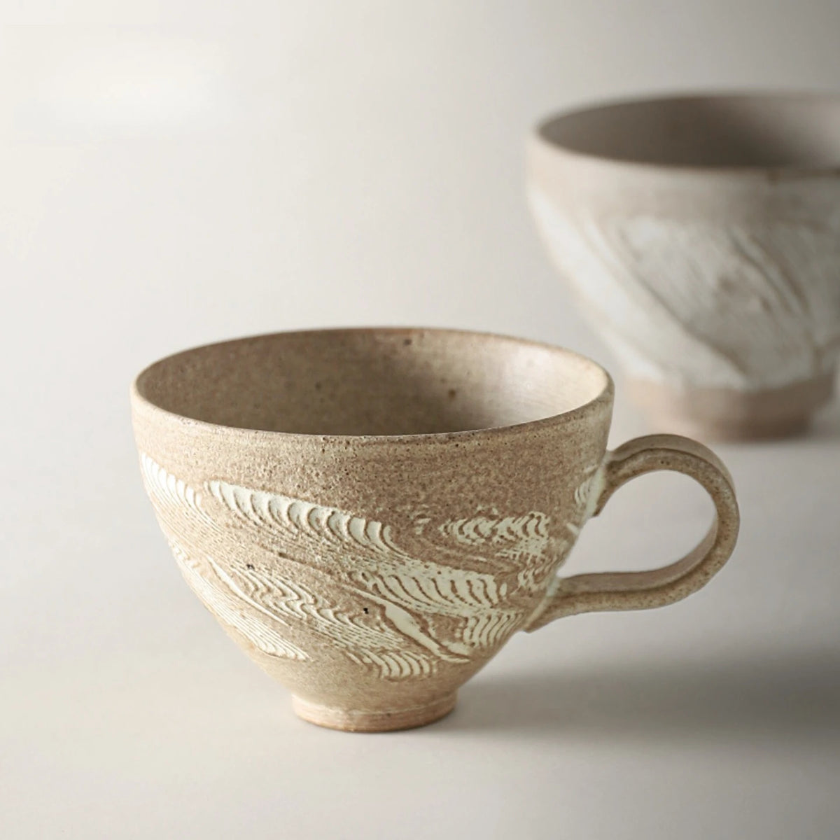 Wabi Sabi Stoneware Coffee Mug with Handle Handmade