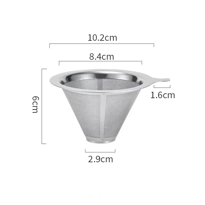 Reusable Coffee Filter Holder Double Layer Stainless Steel Strainer