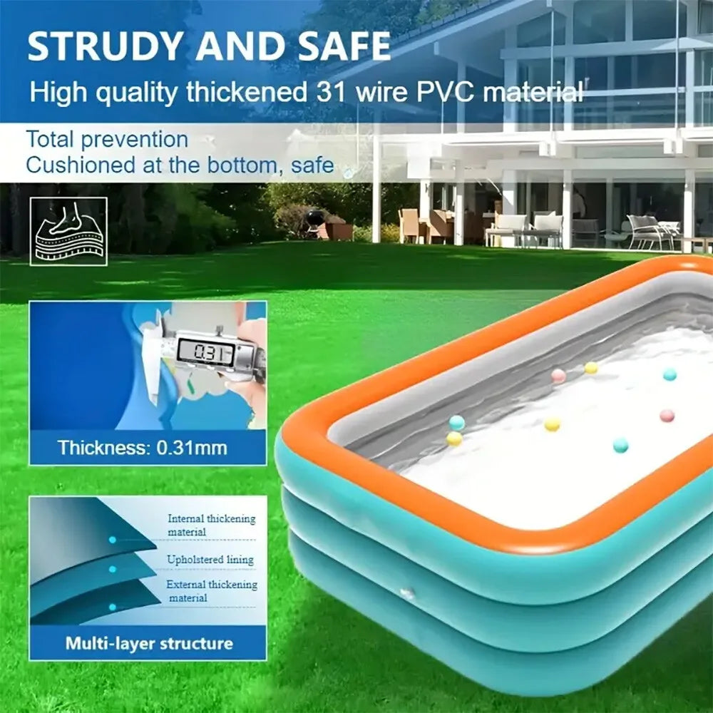 Outdoor Hot Tubs Family Inflatable Swimming Pool Thickened Large 102 by 63 by 22 inches