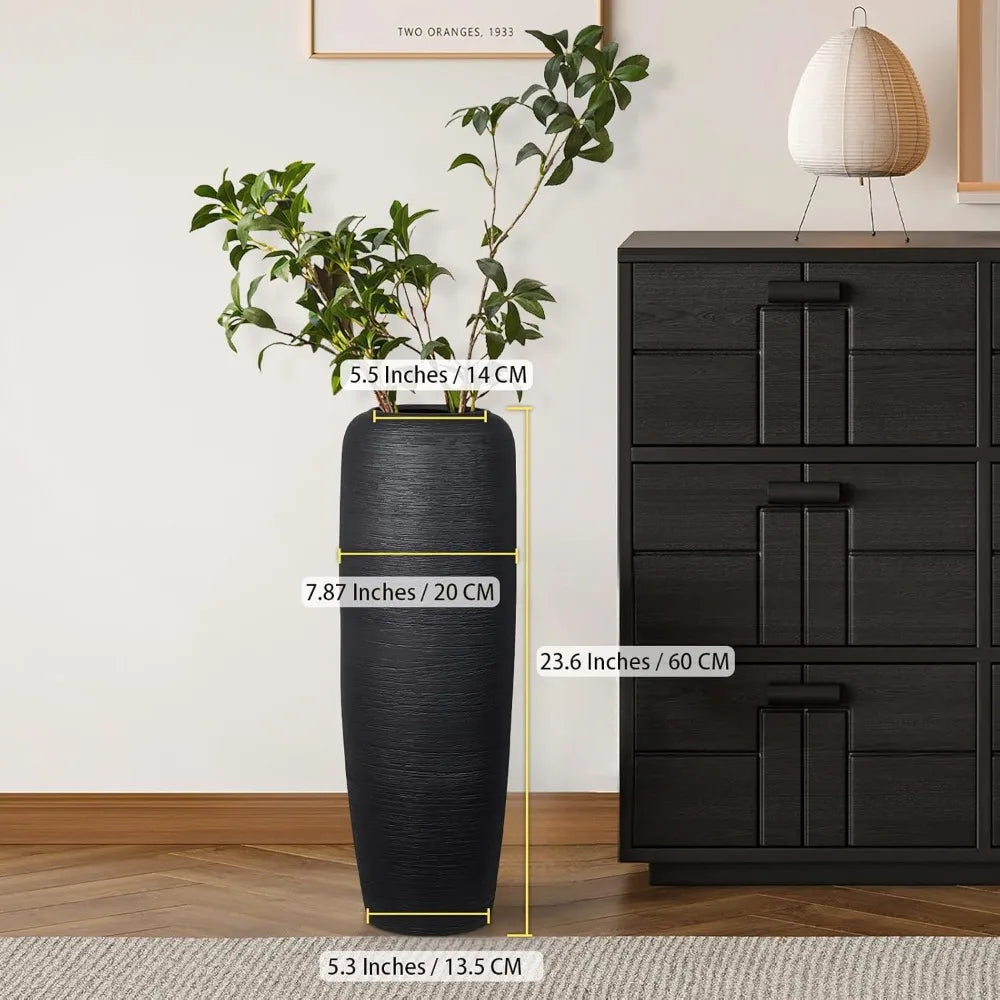 Vintage Tall Ceramic Farmhouse Vase, 23.6 Inch