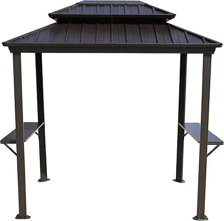6’ x 8’ BBQ Hardtop Grill Gazebo,  Double Galvanized Metal Roof