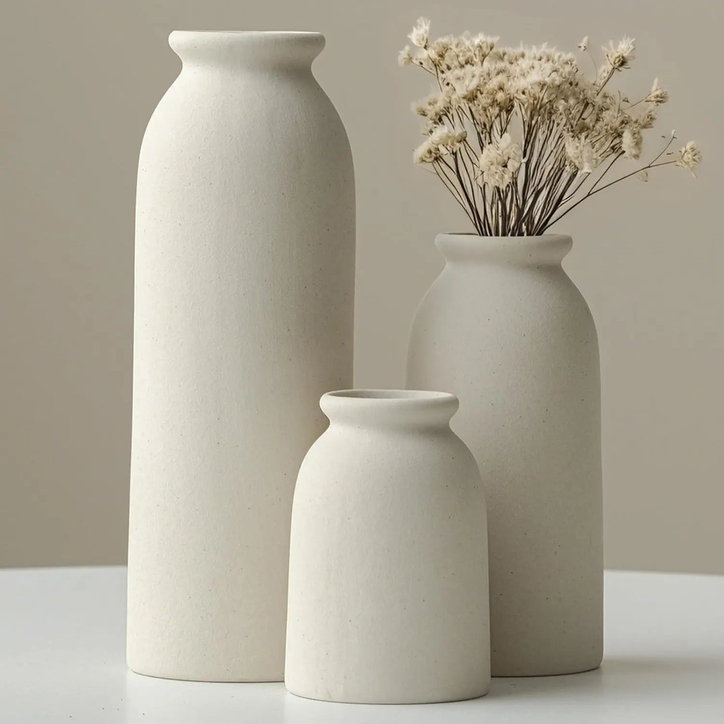 3-Piece Ceramic Vase Set, Small Flower Vases