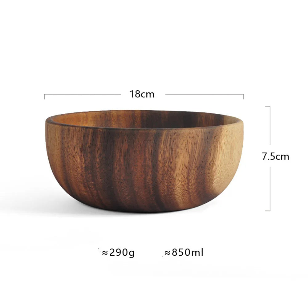 1Pcs Salad Bowl Natural Acacia Wood Handmade