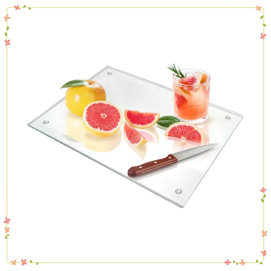 Tempered Glass Cutting Board: Non-Slip, 12x16 Inch