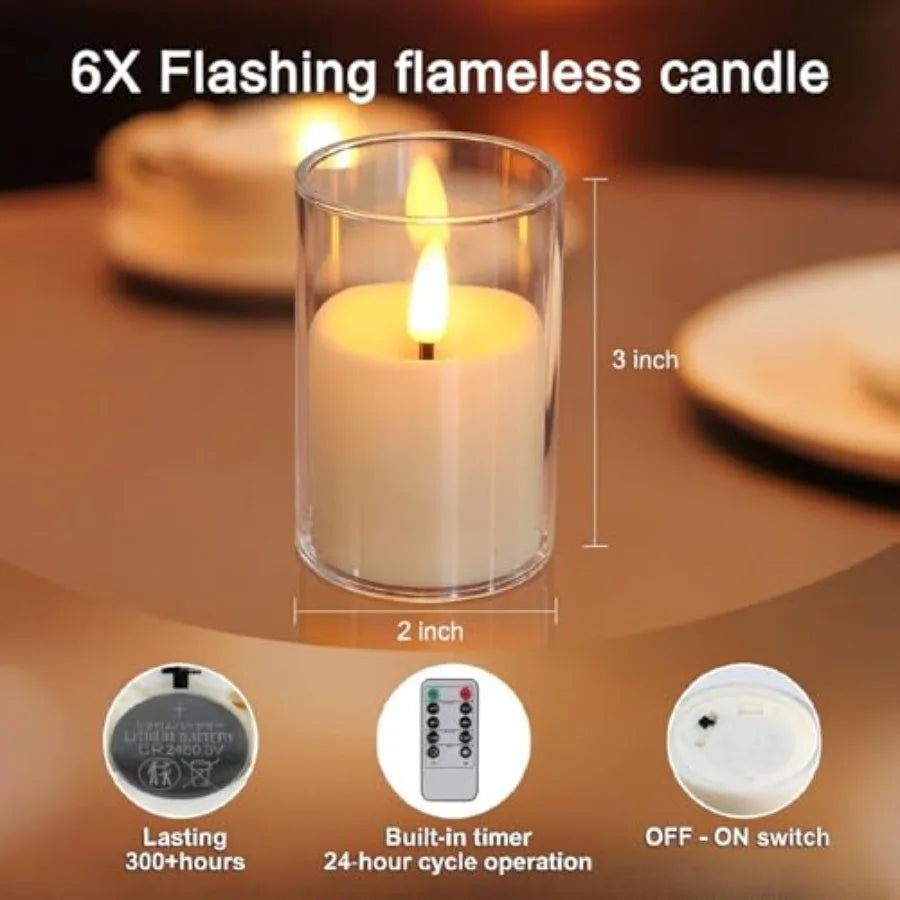 Flickering Flameless Candles, 6 Pack LED Tea Lights Candles