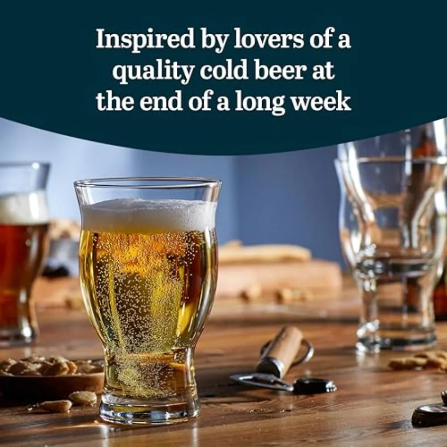 Beer Glasses, Dishwasher Safe Pint Glasses Set of 4
