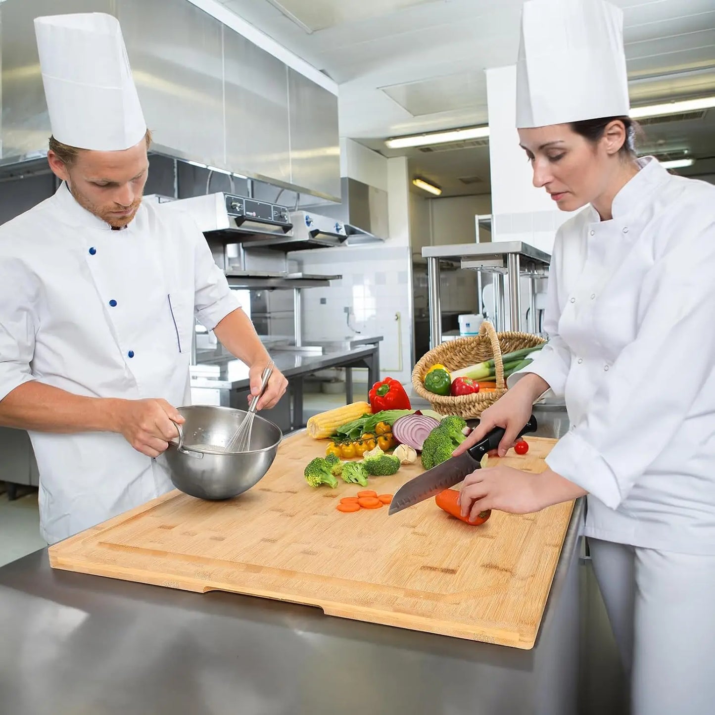 Extra Large Bamboo Cutting Board with Handle and Juice Groove