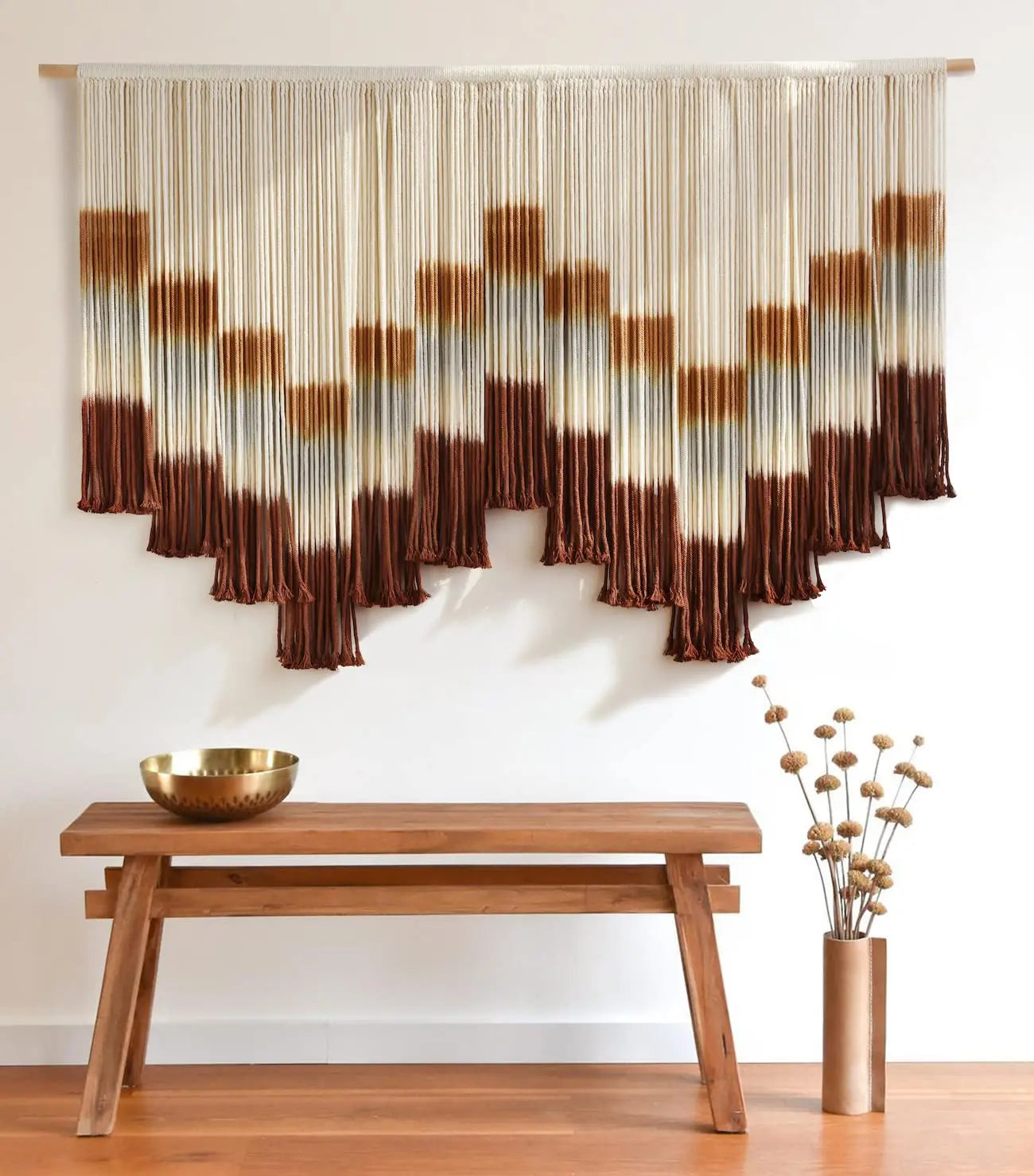 Flber Macrame Wall Hanging Extra Large Dip-Dyed Coastal Tapestry 57" W x 35" L