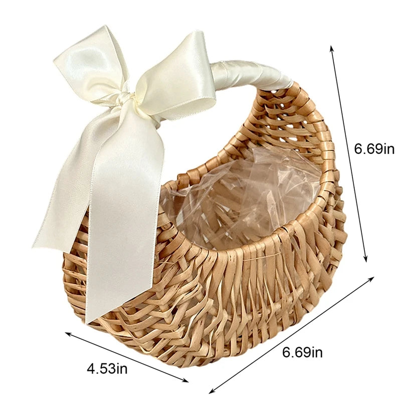 1pc/3pcs Willow Rattan Woven Wicker With Handle Basket