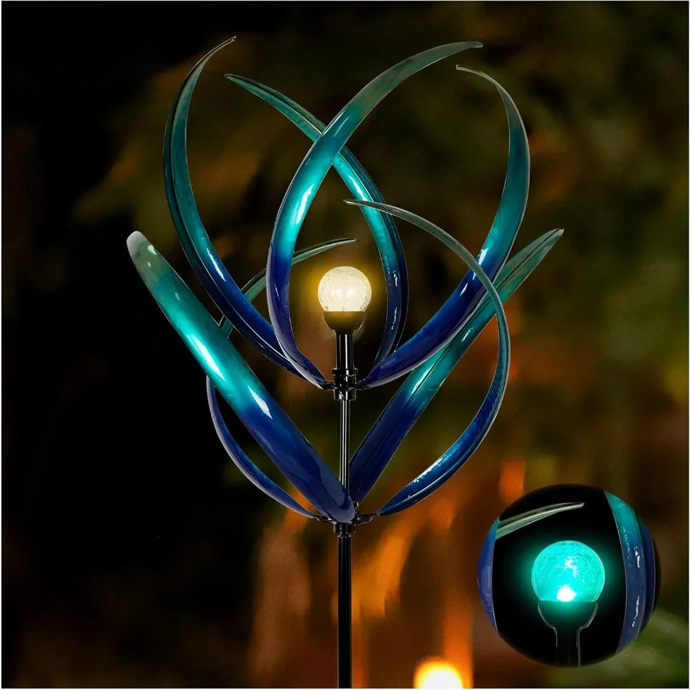 Outdoor Wind Spinners with Solar Light, 82''