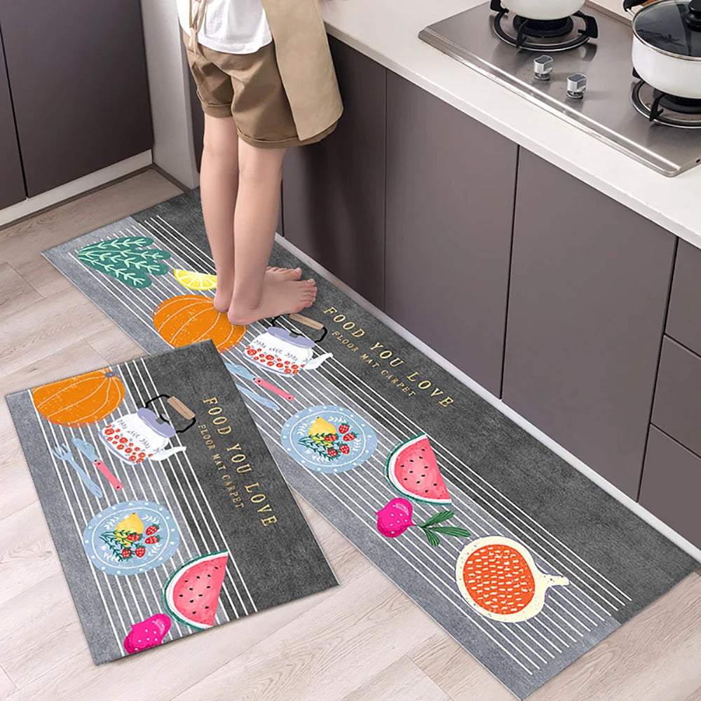 Non-slip Kitchen Mat Long Rugs Crystal Velvet Carpet