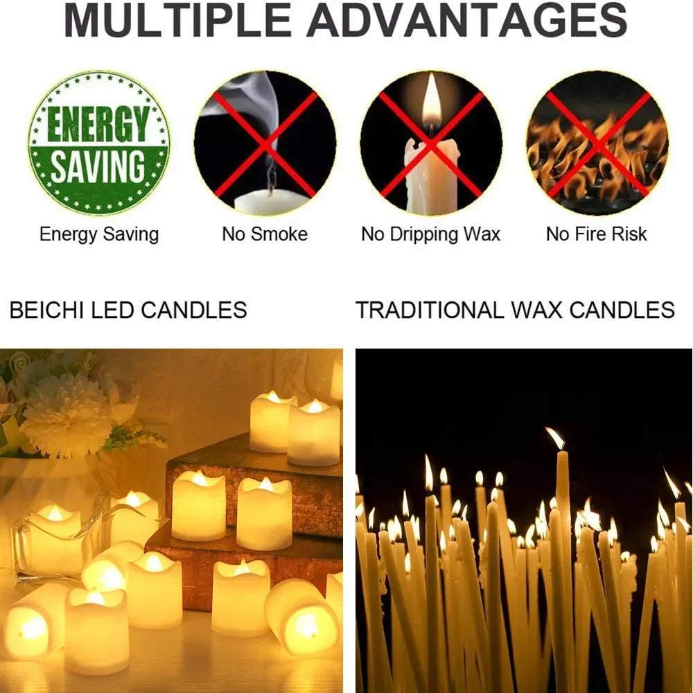 6/24Pcs Flameless LED Candles Tea Light - Battery Powered