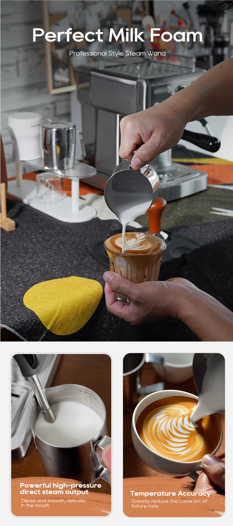 HiBREW 20Bar Semi Automatic Espresso Coffee Machine
