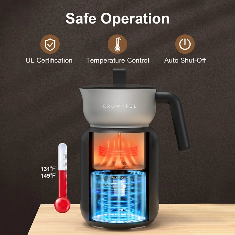 CROWNFUL Electric Milk Frother Frothing Foamer 5-in-1