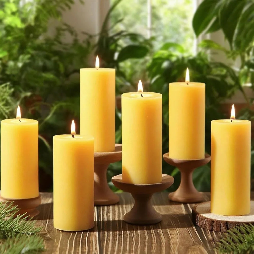 Natural Beeswax Pillar Candles, 560 Hours Long Burning Bees Wax