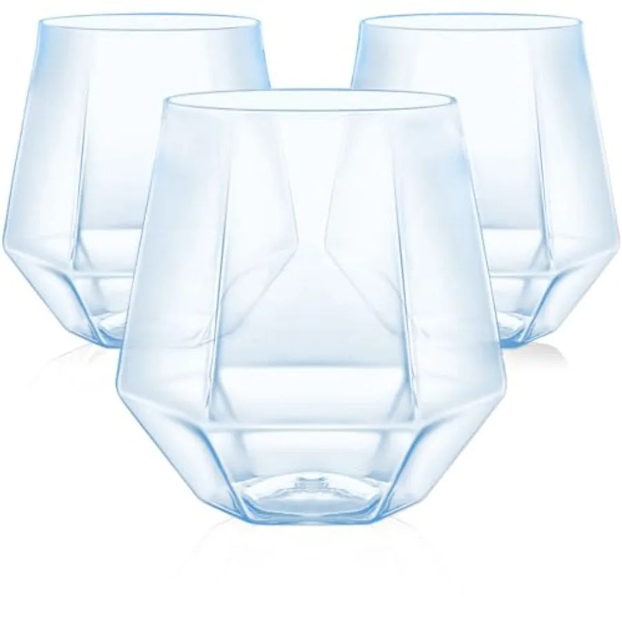 40 Pack Plastic Stemless Wine Whiskey Champagne Glasses, 12 Oz