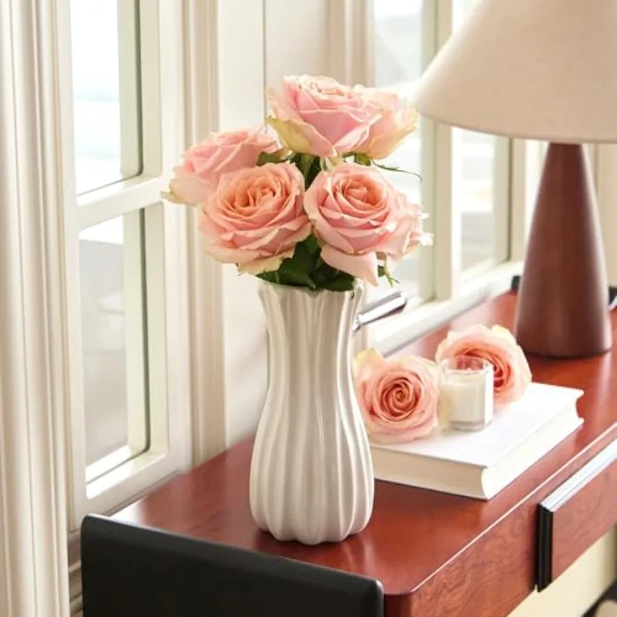 8 Inch White Ceramic Vase