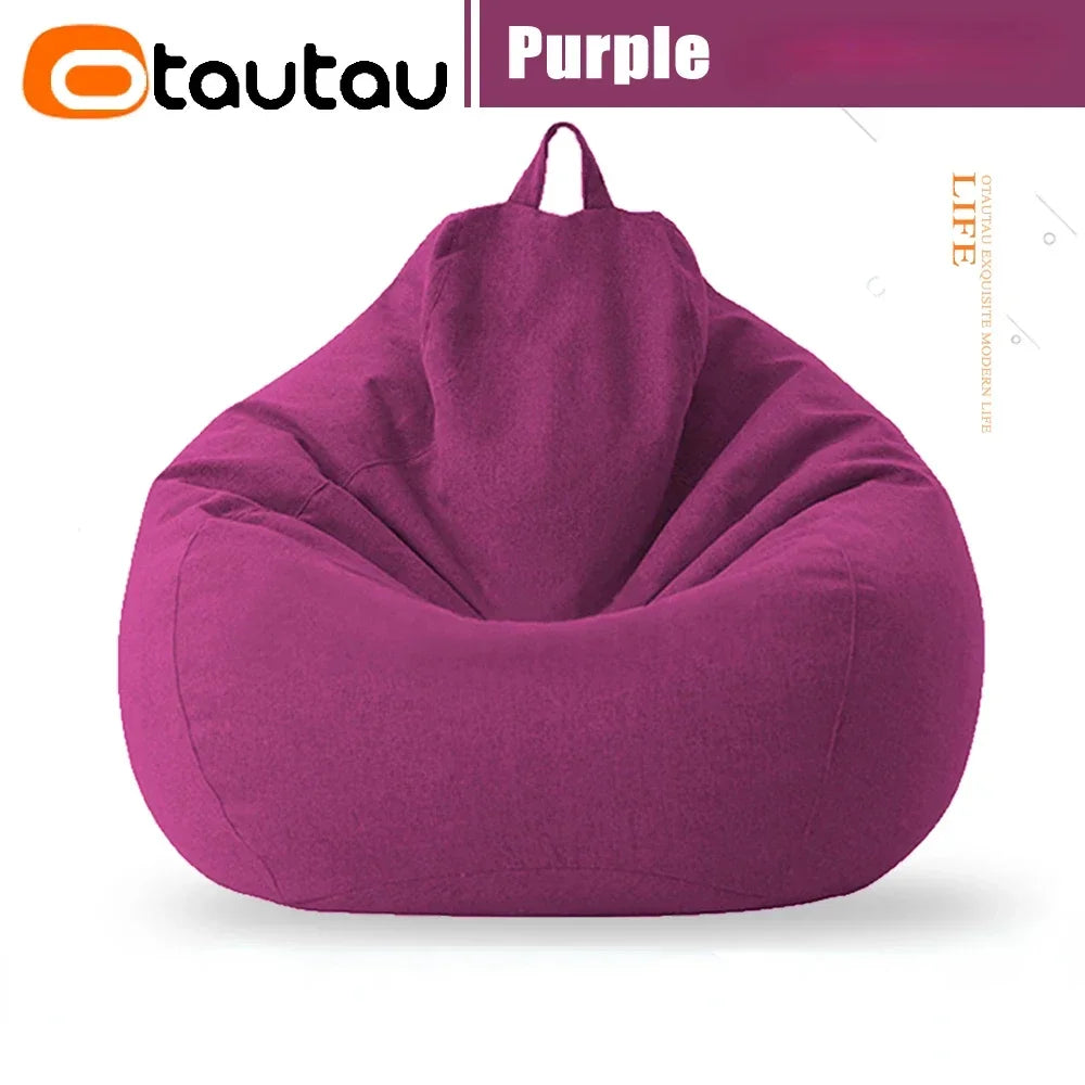 Filled 70cm Bean Bag Sofa with Filler Big Cotton Linen