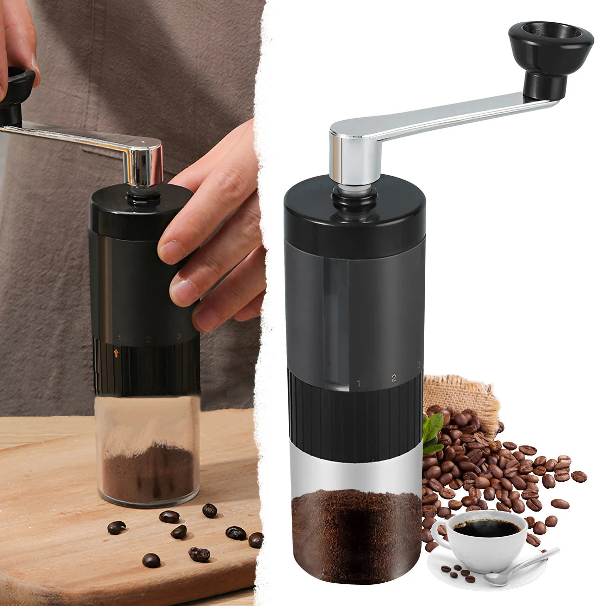 Manual Coffee Bean Grinder Detachable And Adjustable 5-Stage