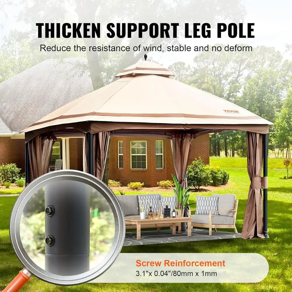 Patio Gazebo or 10-12 Person, 10 x 13 T with Mosquito Netting