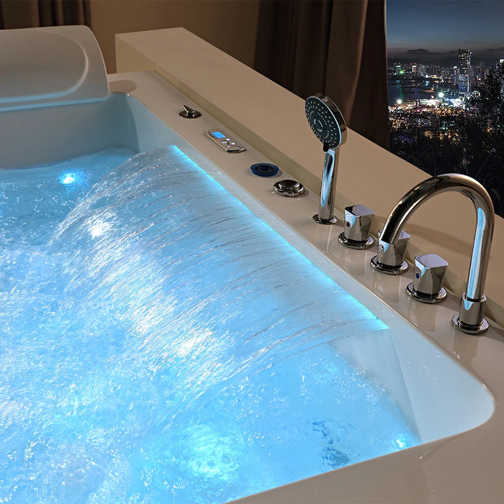 Waterfall Spa Hot Tub 2 Person Free Standing Acrylic Jacuzzie Whirlpools Tub