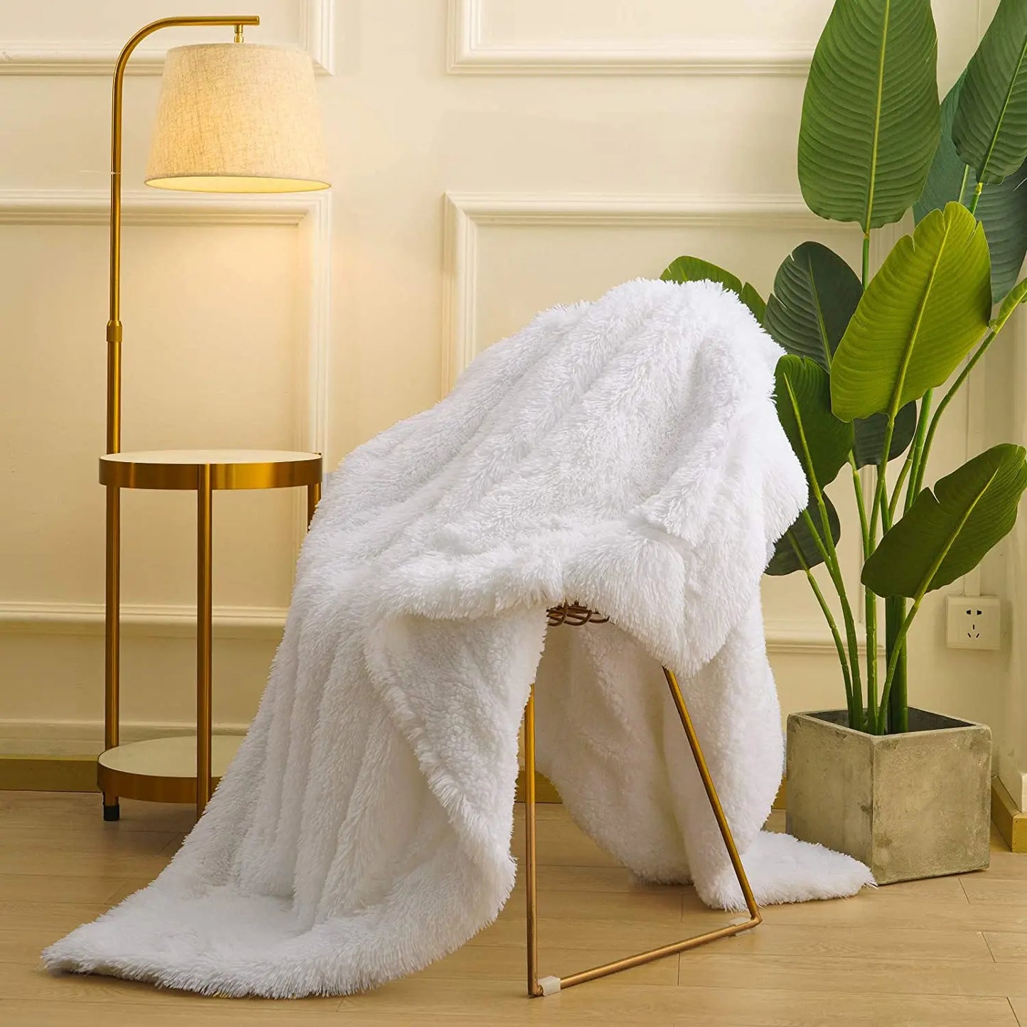 Fluffy Blanket Throw Solid Color Shag Plush