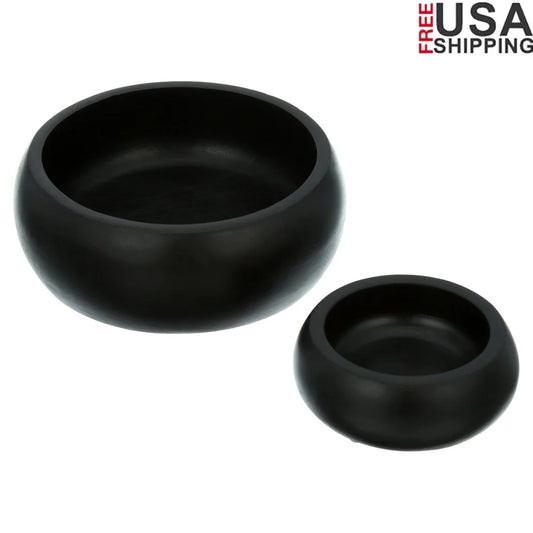 Premium Black Wood Serving Bowls Set of 2 Stackable