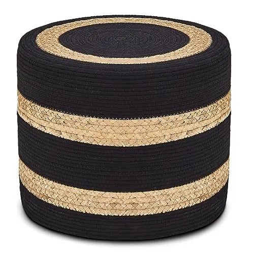 18'' Ottoman Pouf, Natural Braided Poof,