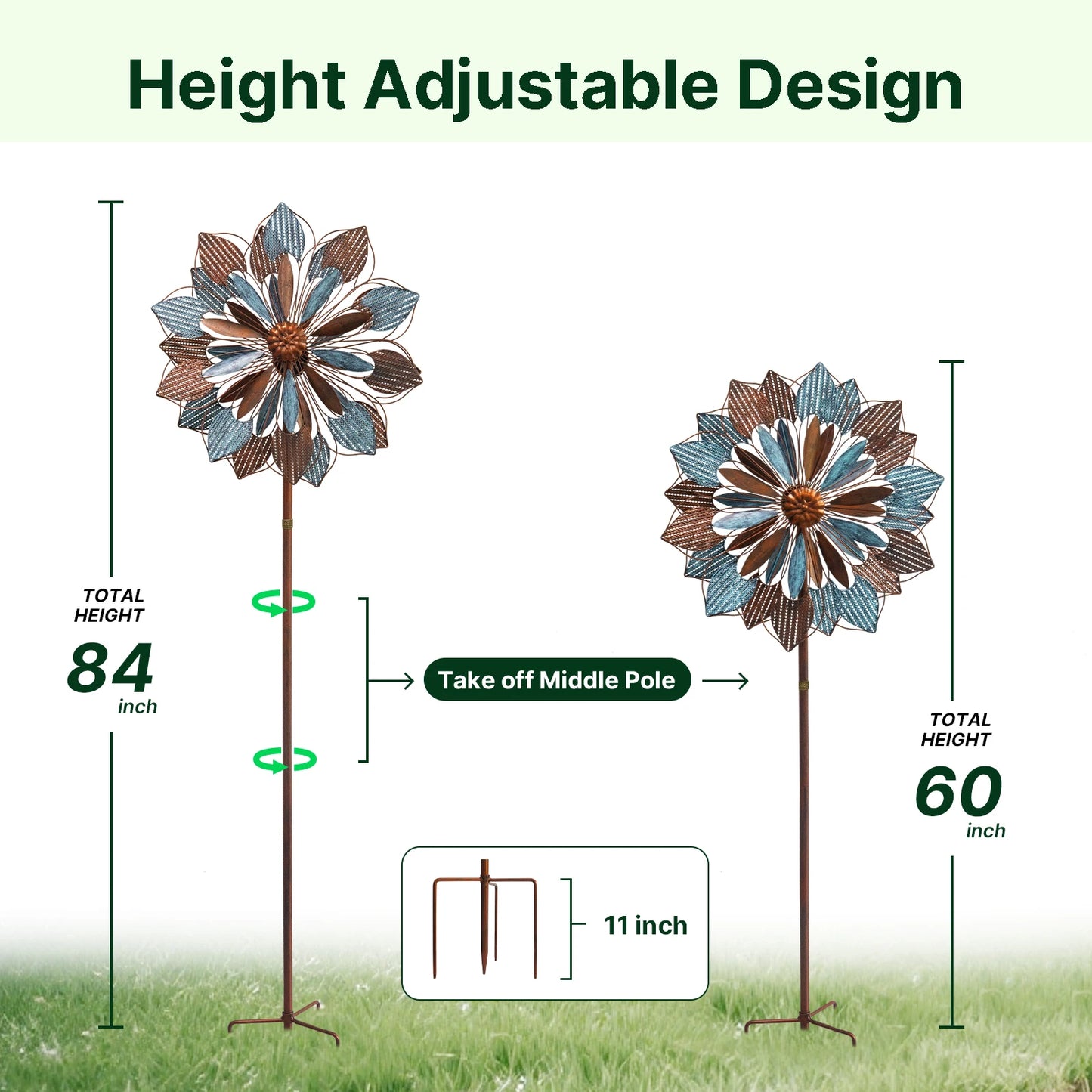 Wind Spinners Outdoor, 84" Large Metal Kinetic Wind 2 Pcs Flag