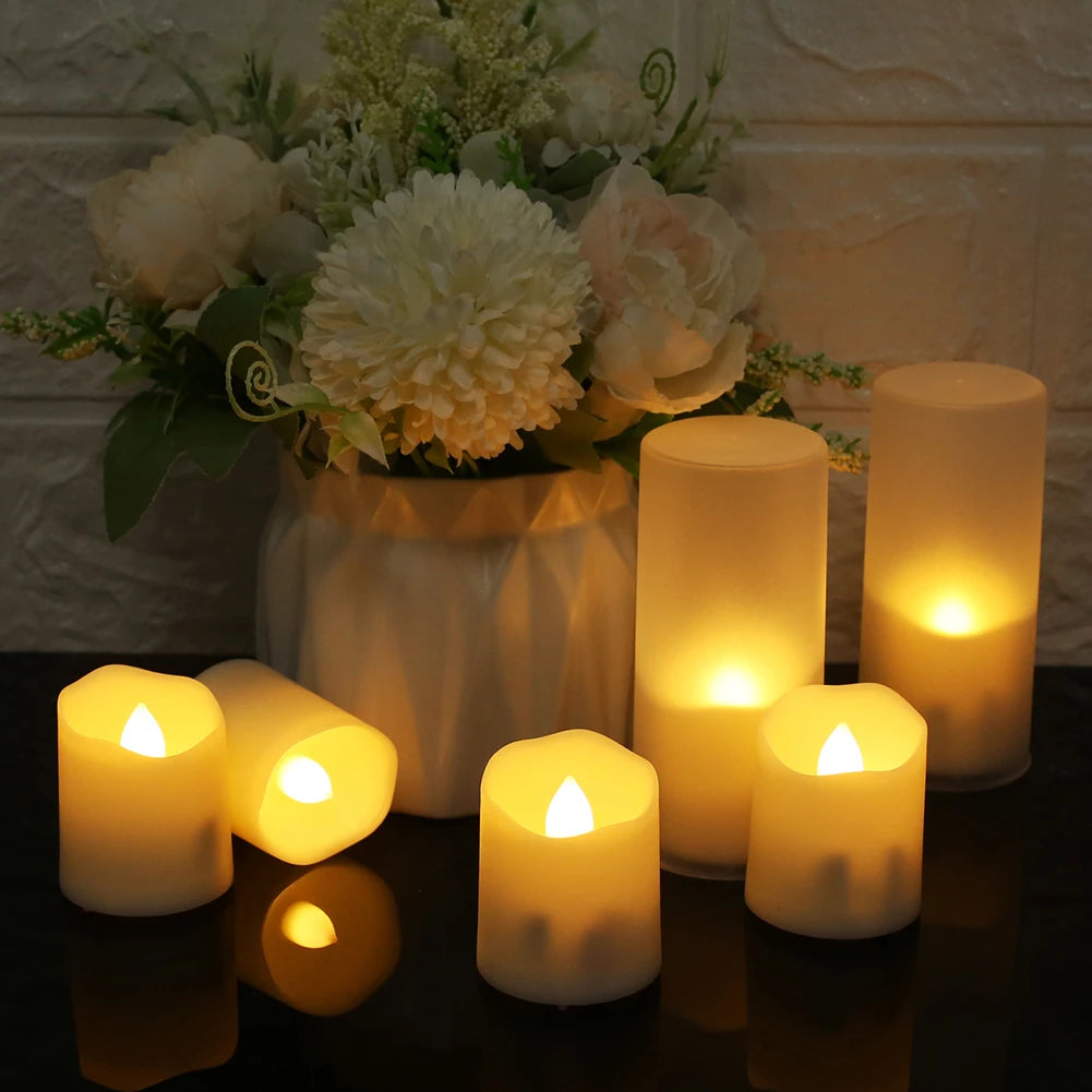 6Pcs/Set Rechargeable LED Candle Timer Remote