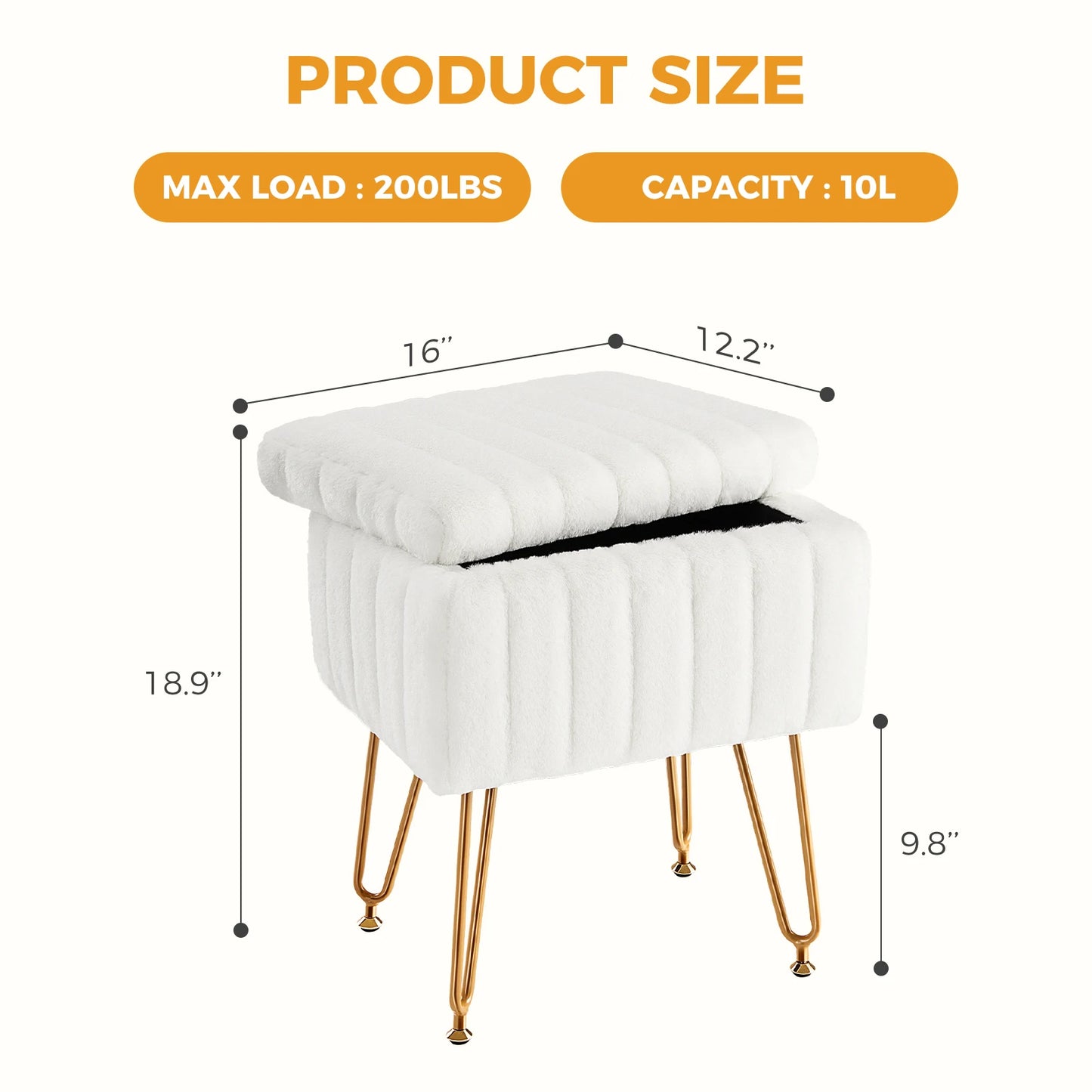 Faux Fur Hidden Storage Stools & Ottomans