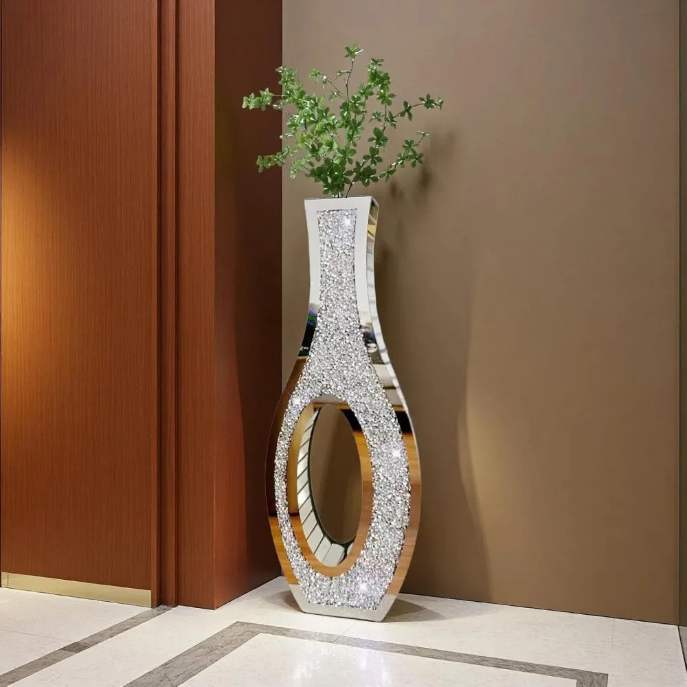 Pair of 30-Foot Tall Crushed Diamond Effect Floor Vases