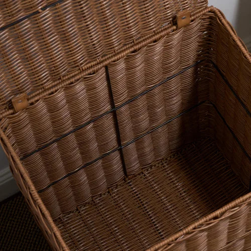 Rectangular Woven Resin Wicker Laundry Hamper 17.3" X 13.8" X 23.6"