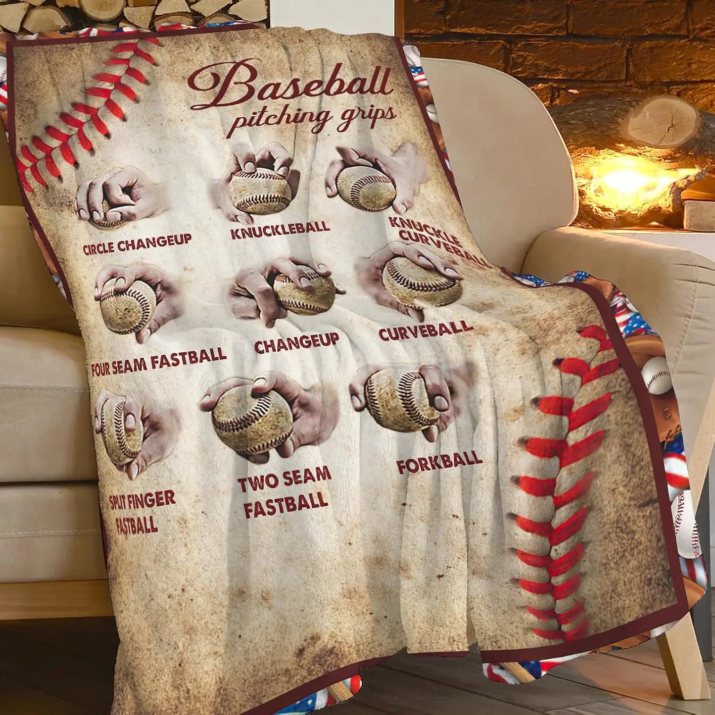 Baseball Blanket Soft Warm Cozy Sport Throw Blankets Lightweight Fleece Flannel