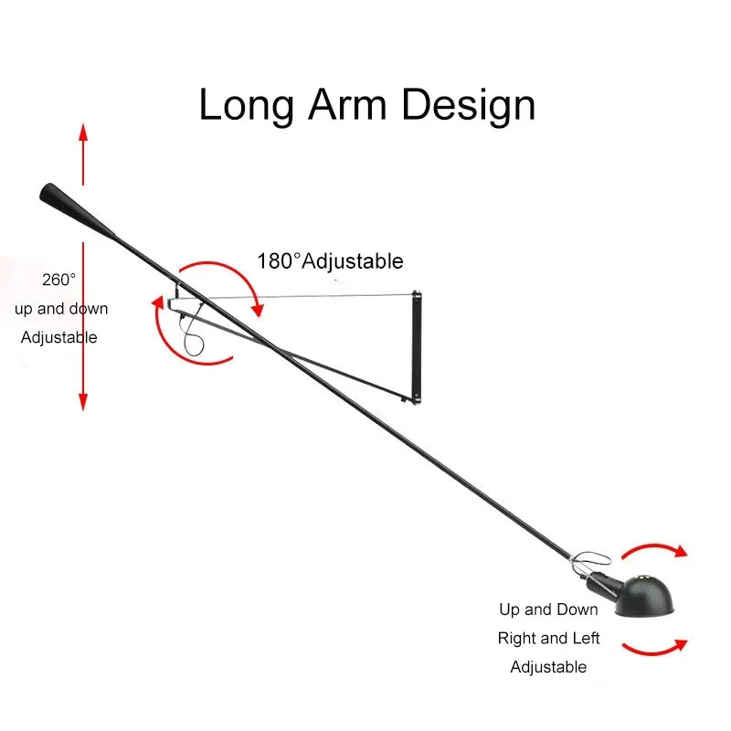 Wall Lamp LED Long Adjustable Rocker Arm