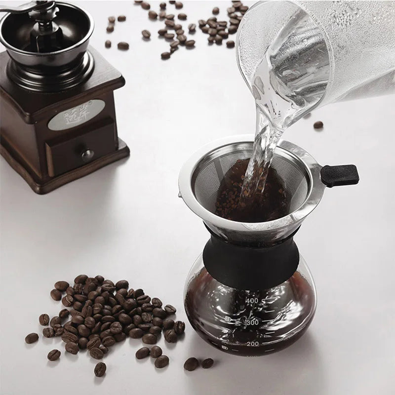 Pour Over Coffee Maker Set - Reusable Stainless Filter