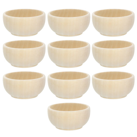 10 Pcs Small Wooden Bowl Unpainted Bowls for Painting