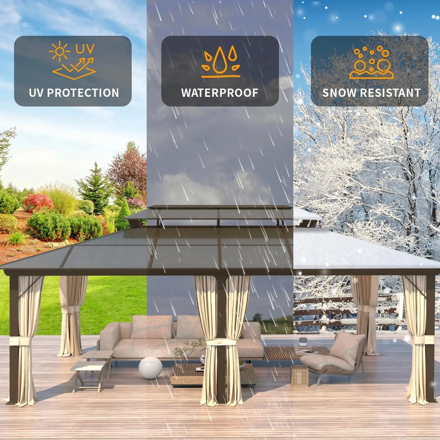 12'x20' Hardtop Gazebo,  Double Roof Canopy