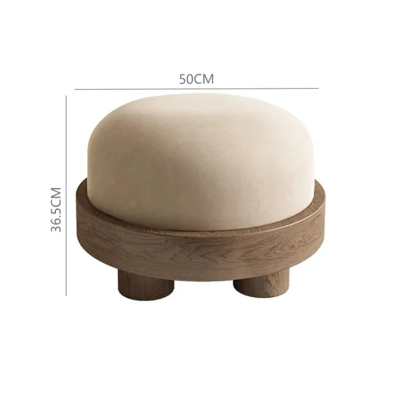 Pouf Furniture Stool Solid Wood Low Shoe Changing