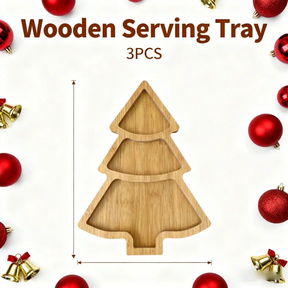 Wooden Snack Dish Wood Tray Christmas Tree
