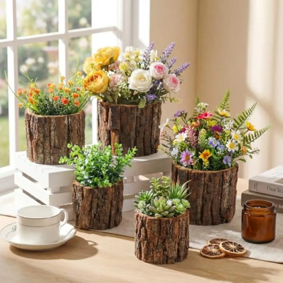 2 Pcs Wooden Vase for Centerpieces