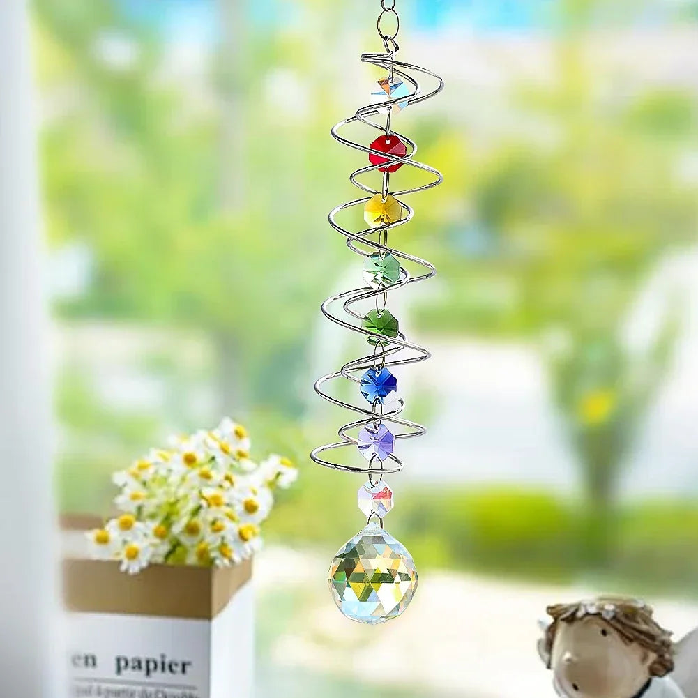 Spiral Tail Wind Spinner Suncatcher Crystal Ball