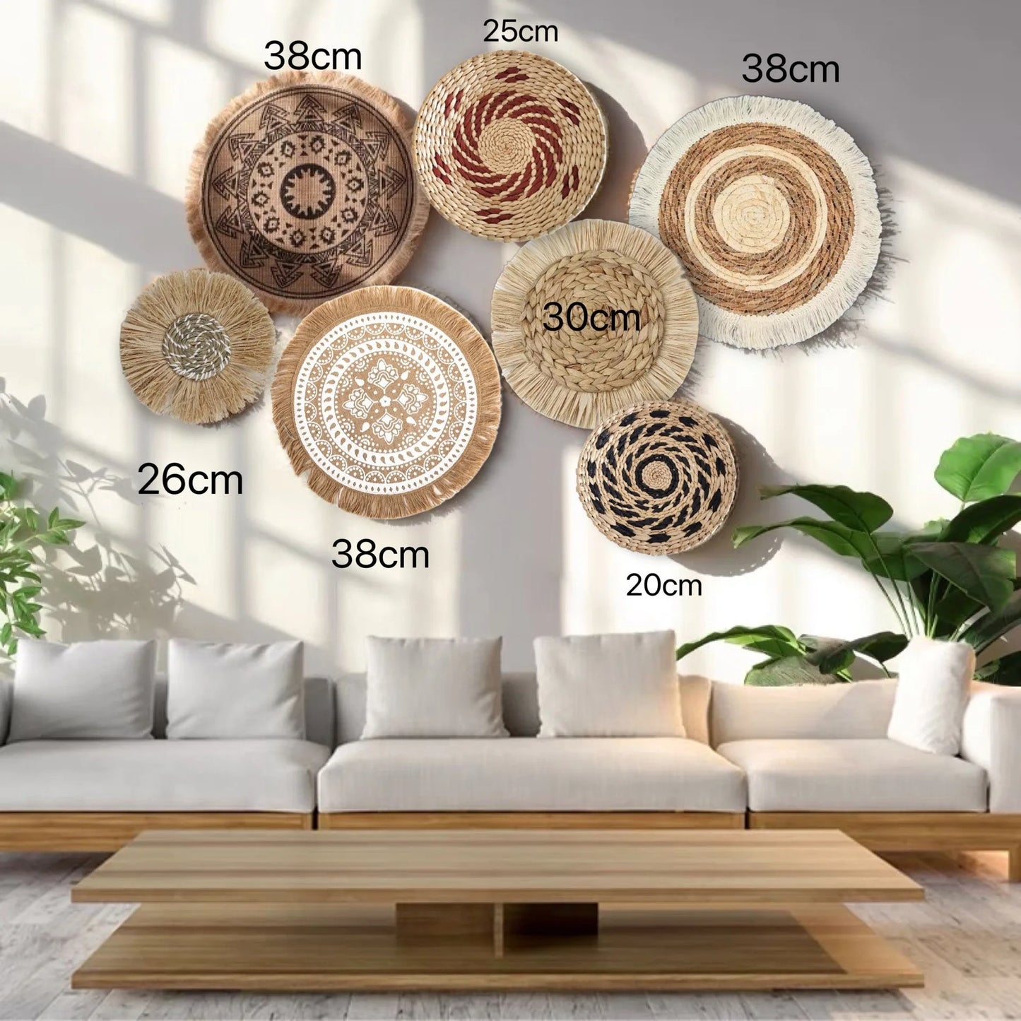 Boho Straw Wall Decor Grass Weaving Woven Tassel Wall Hanging