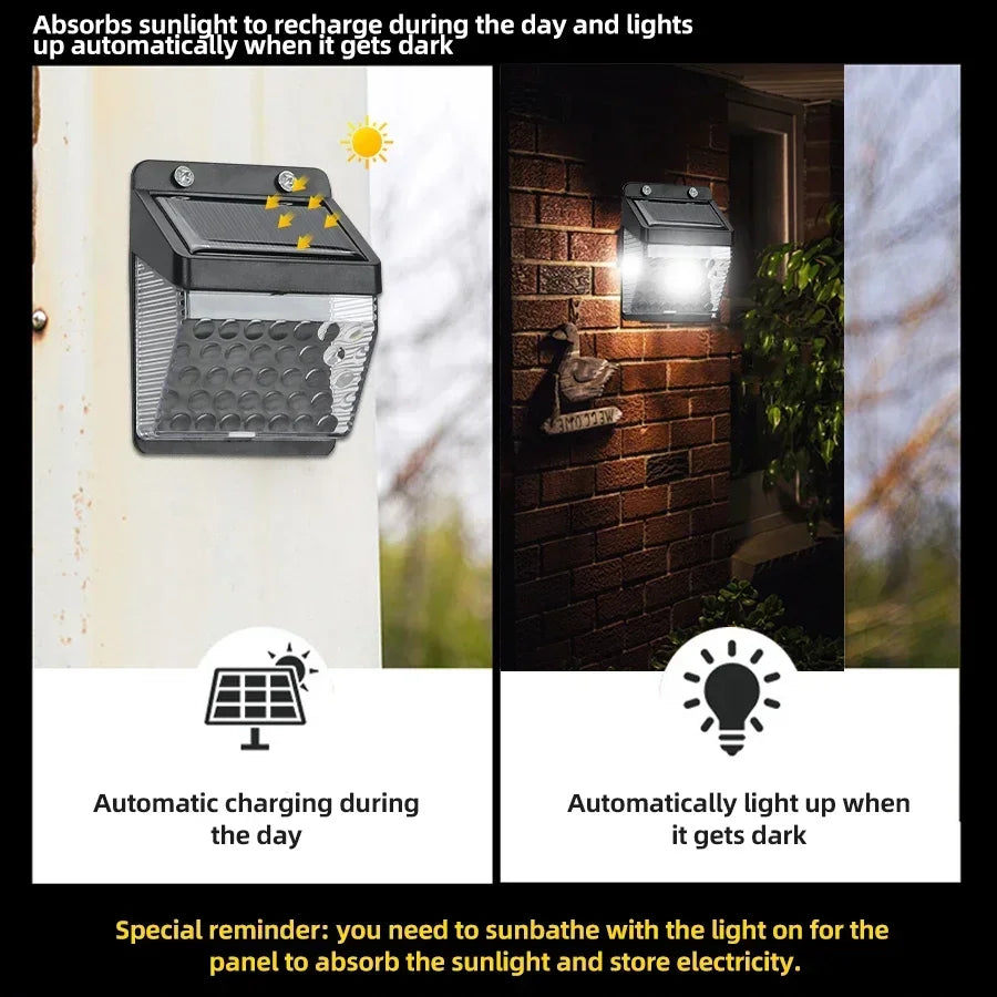 Solar Outdoor LED Wall Light Waterproof Steps Garden Wall Light